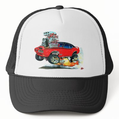 1968 GTO Red Car Mesh Hat by maddmaxart