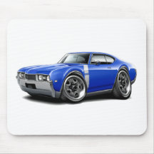 1968 Olds 442 Blue-White Car Mouse Pad
