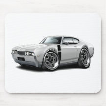 1968 Olds 442 White-Black Car Mouse Pads