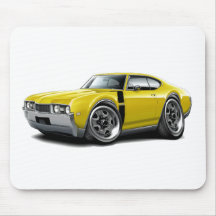 1968 Olds 442 Yellow-Black Car Mousepad