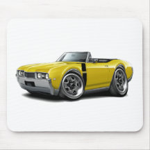 1968 Olds 442 Yellow-Black Convertible Mouse Pad