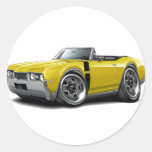 1968 Olds 442 Yellow-Black Convertible Round Stickers