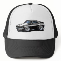 1969 Camaro Black-White Car Trucker Hats