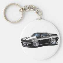 1969 Camaro Black-White Car Keychain