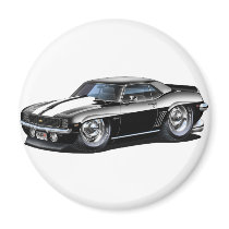 1969 Camaro Black-White Car Magnet