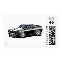 1969 Camaro Black-White Car Postage Stamp