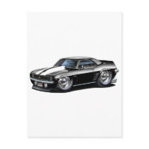 1969 Camaro Black-White Car Post Card