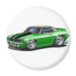 1969 Camaro Green-Black Top Car Magnet