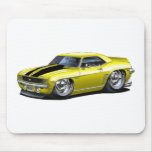 1969 Camaro Yellow-Black Car Mousepads