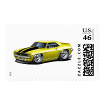 1969 Camaro Yellow-Black Car Postage