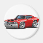 1969 Chevelle Red-Black Car Fridge Magnets