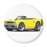 1969 Coronet RT Yellow-Black Double Scoop Hood Car Magnet