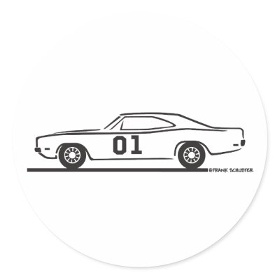 1969 Dodge Charger General Lee Round Stickers by frengi