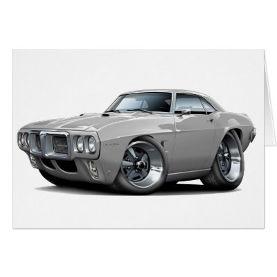 1969 Firebird Silver Car Greeting Cards by maddmaxart