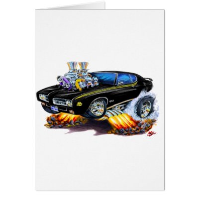 1969 GTO Judge Black Car Card by maddmaxart Greeting Card Vertical Template