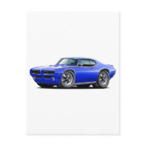 1969 GTO Judge Blue Hidden Headlight Car Post Card