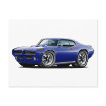 1969 GTO Judge Dark Blue Hidden Headlight Car Postcards