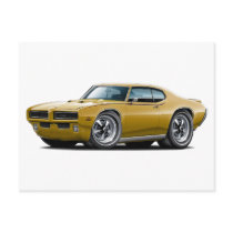 1969 GTO Judge Gold Hidden Headlight Car Postcard