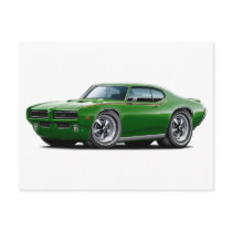 1969 GTO Judge Green Hidden Headlight Car Post Card