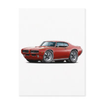 1969 GTO Judge Maroon Hidden Headlight Car Postcards