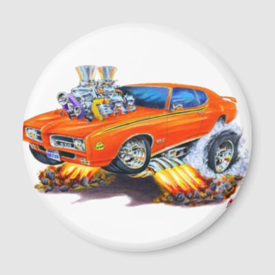 1969 GTO Judge Orange Car Magnet by maddmaxart Magnet Template