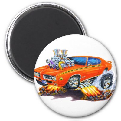 1969 GTO Judge Orange Car Magnet by maddmaxart Magnet Template