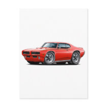 1969 GTO Judge Red Hidden Headlight Car Postcards