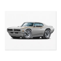 1969 GTO Judge Silver Hidden Headlight Car Postcard