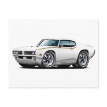 1969 GTO Judge White Car Postcard