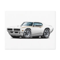 1969 GTO Judge White Hidden Headlight Car Postcard