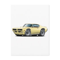 1969 GTO Judge Yellow Hidden Headlight Car Postcards