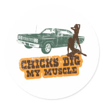 1969 Plymouth Road Runner Round Stickers