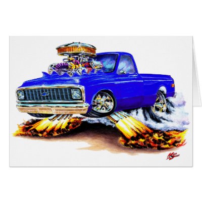 1970-72 Chevy C10 Blue Longbed Card by maddmaxart