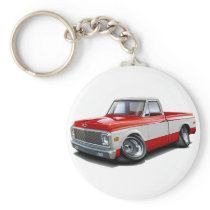 1970-72 Chevy C10 Red-White Truck Keychain
