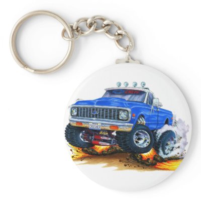 1970-72 Chevy CK1500 Blue Truck Key Chains by maddmaxart
