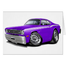 1970-74 Duster Purple-White Car Greeting Cards