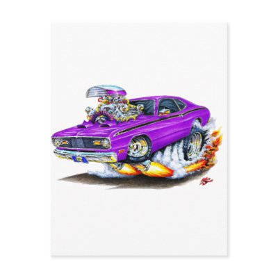 1970-74 Plymouth Duster Purple Car Post Cards by maddmaxart