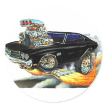1970 Chevelle Black Car Round Stickers