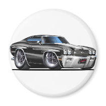 1970 Chevelle Black-White Car Refrigerator Magnet
