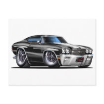 1970 Chevelle Black-White Car Post Card