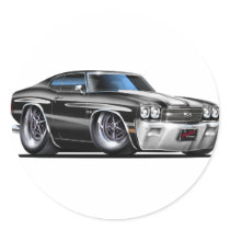 1970 Chevelle Black-White Car Round Sticker