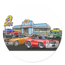 1970 Chevelle Diner Round Sticker
