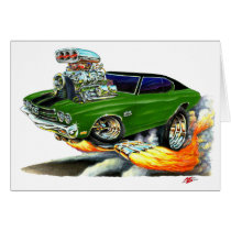 1970 Chevelle Green-Black Car Greeting Card