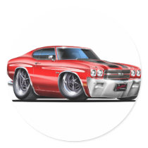 1970 Chevelle Red-Black Car Round Sticker