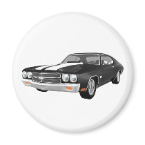 1970 Chevelle SS: Black Finish: Refrigerator Magnets