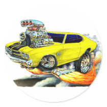 1970 Chevelle Yellow-Black Car Round Stickers