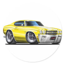 1970 Chevelle Yellow-White Car Round Sticker