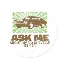1970 Chevrolet Chevelle SS 454 Round Stickers