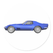 1970 Corvette Sports Car: Blue Finish Round Stickers