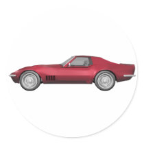 1970 Corvette Sports Car: Candy Apple Finish: Round Sticker